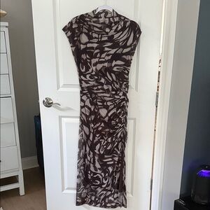 Anthropologie Elegant Brown and Black Patterned Women's Dress
